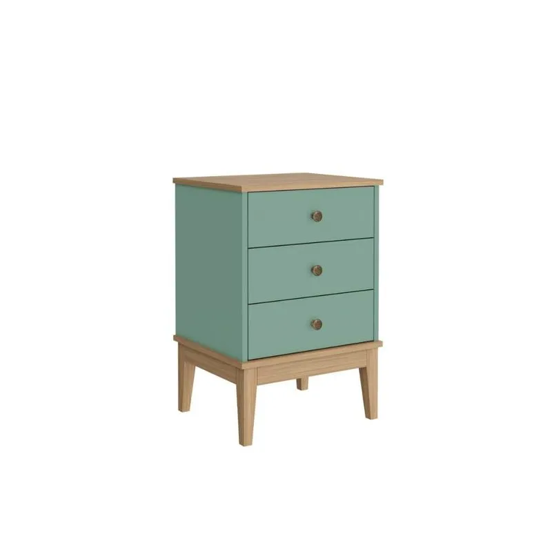 Mesa de Cabeceira Colonial com 3 Gavetas MDP Mel Oliva MB 1021 Movelbento