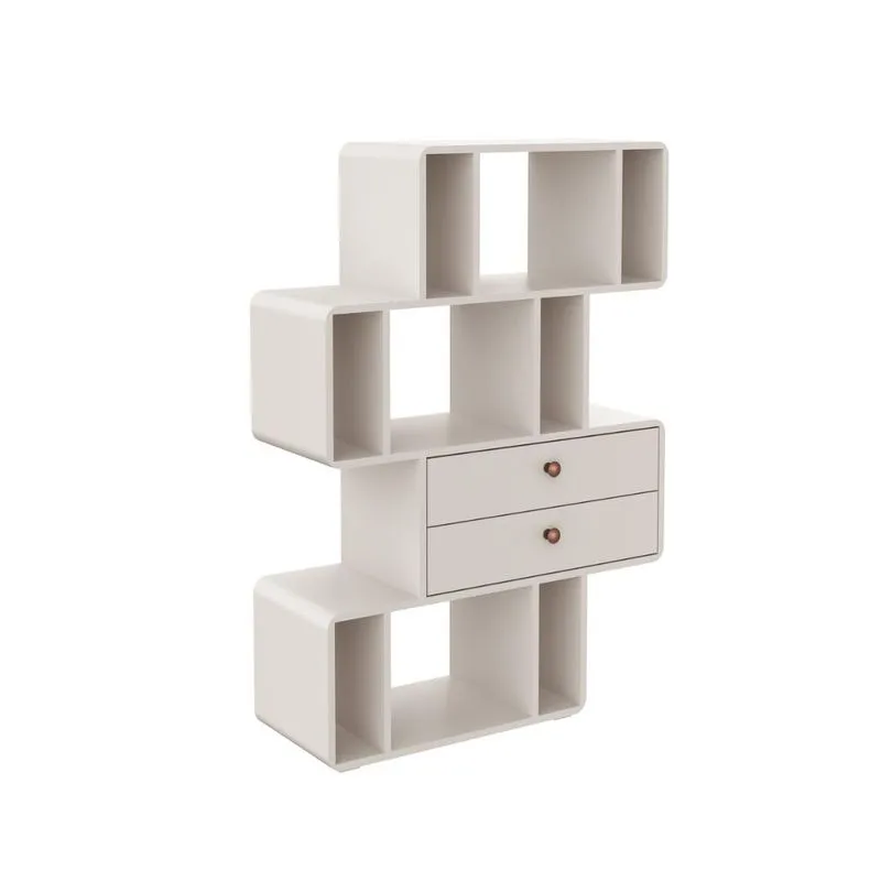 Estante Decorativa com Nichos e 2 Gavetas Curve Off White