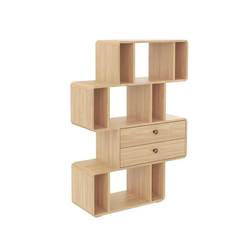 Estante Decorativa com Nichos e 2 Gavetas Curve Mel