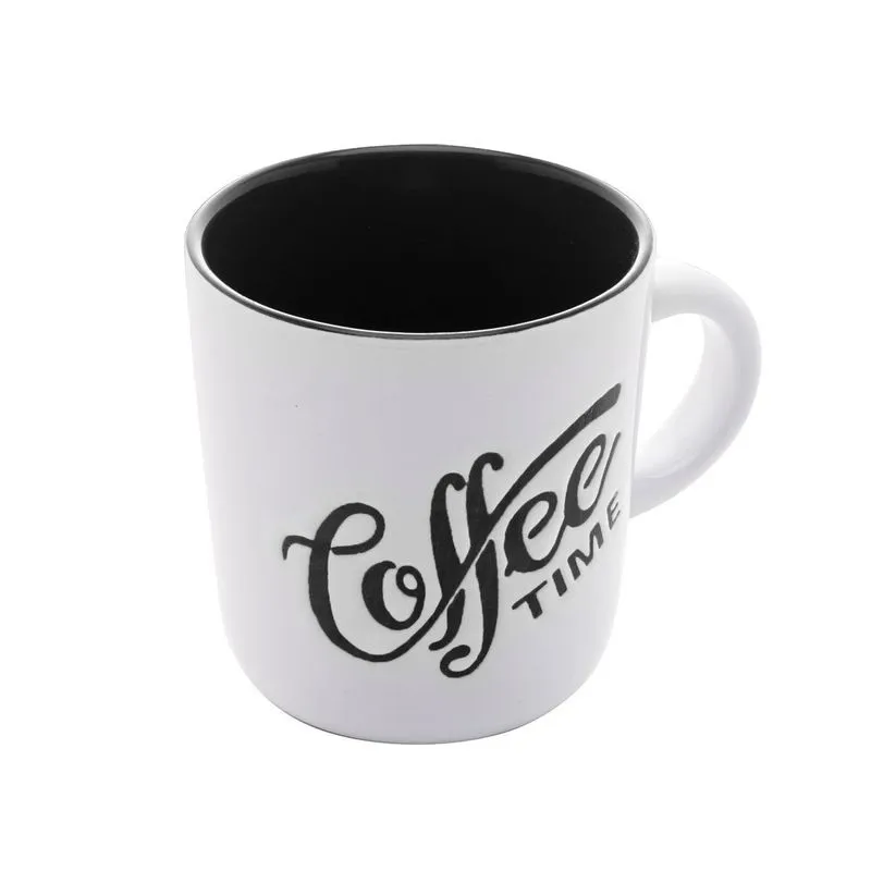 Xícara De Porcelana Branca Coffee Time 180ml - Wp - Preto