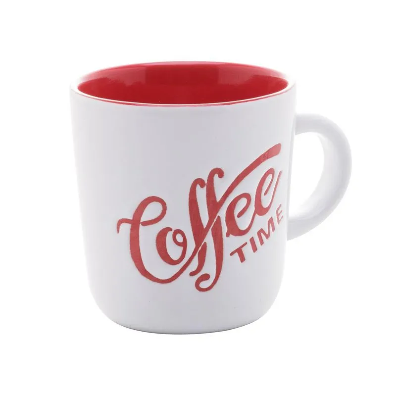 Xícara De Porcelana Branca Coffee Time 180ml - Wp - Vermelho