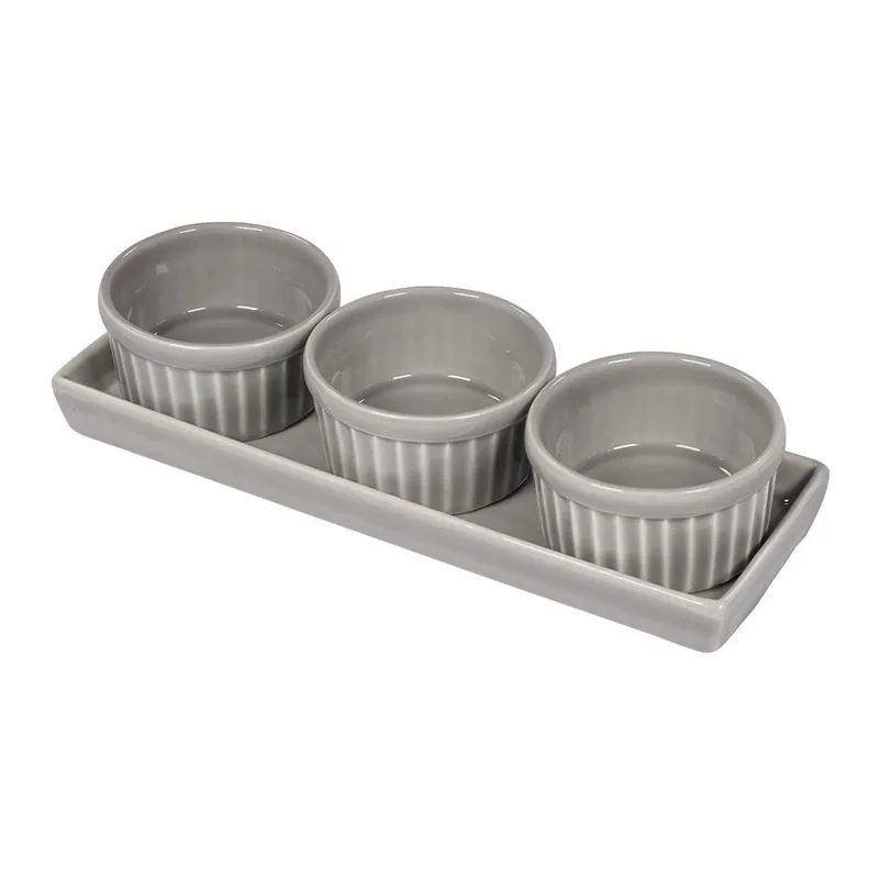 Potes Para Molho Cerâmica 100ml Cinza 4 Peças - Wp Connect