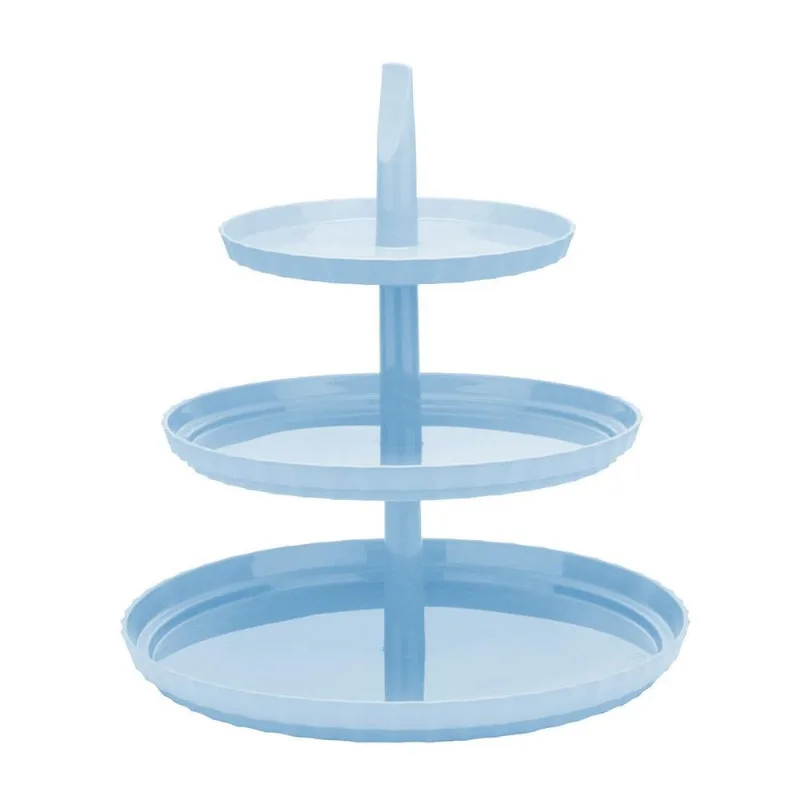 Porta Doces Com 3 Pratos Para Festa - Wp Connect - Azul