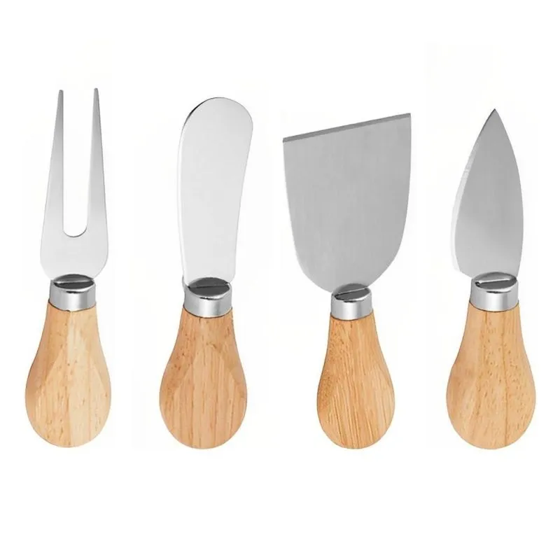 Kit 4 Facas Para Queijo Em Aço Inox E Madeira - Wp Connect