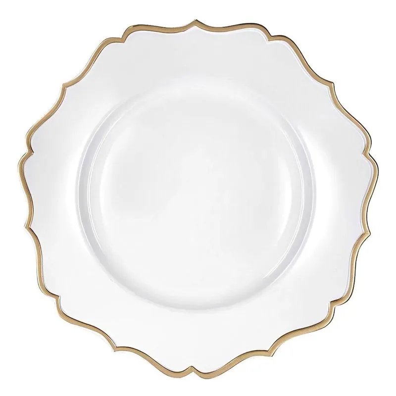 Sousplat Marselha White Branco E Dourado 33cm - Wp Connect