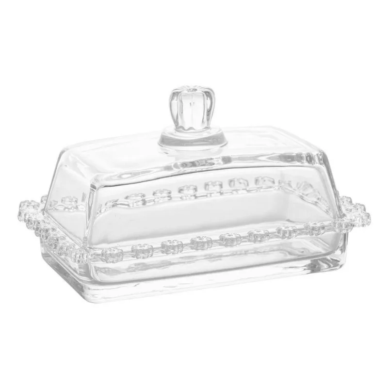 Manteigueira Daisy De Cristal Transparente Com Flores - Wp