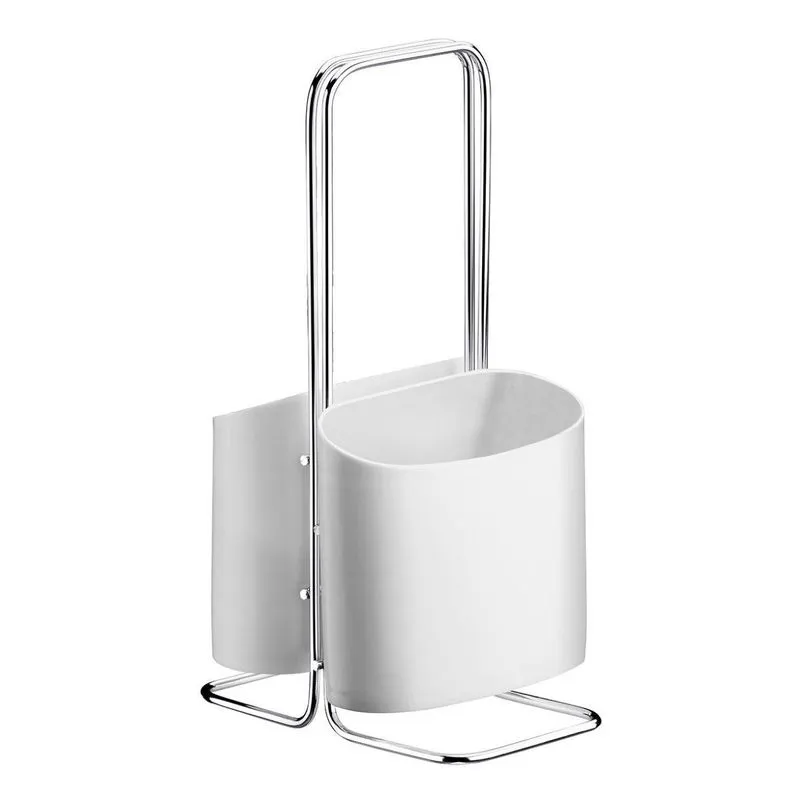 Porta Talheres Duplo Compacto Multiuso Em Aço Cromado - Wp