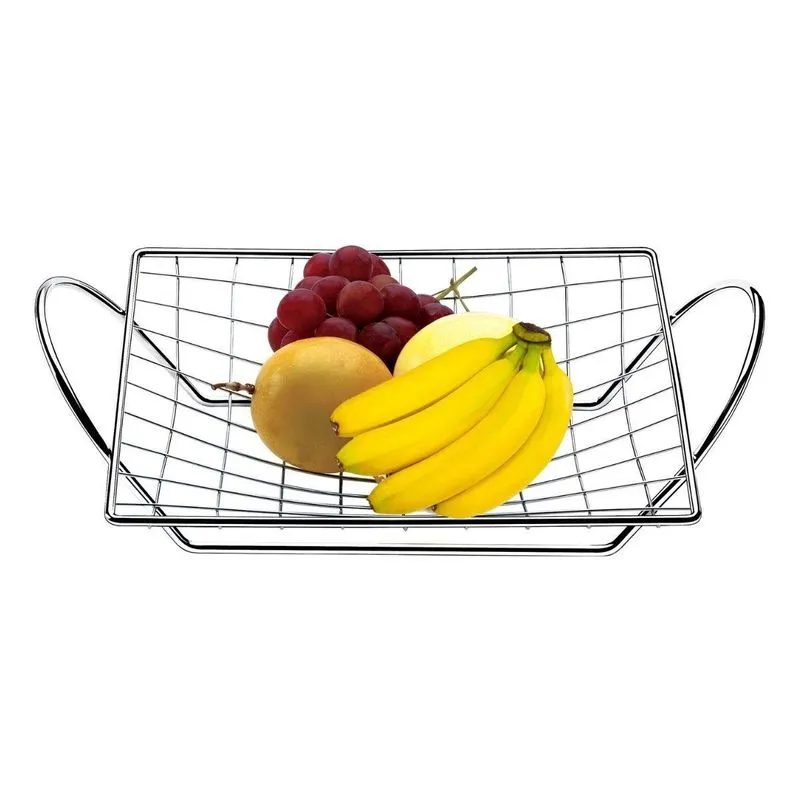 Cesta De Frutas Fruteira Curva Decorativa Aço - Wp - Cromado