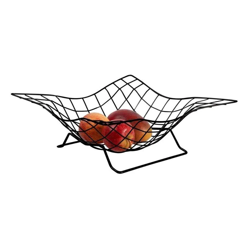 Cesta De Frutas Fruteira Com Pedestal Moderna - Wp - Preto