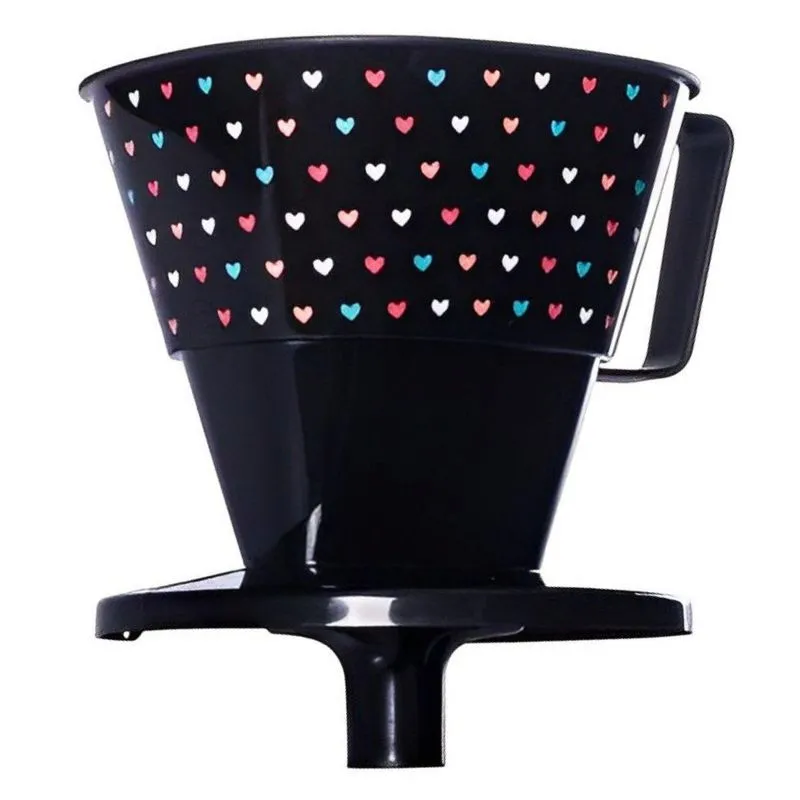 Suporte Para Coador De Café Preto Corações 600ml - Wp