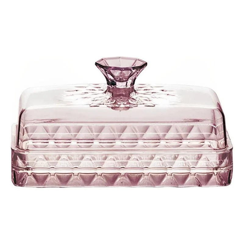 Manteigueira Glamour Estilo Cristal 14cm - Wp - Rosa