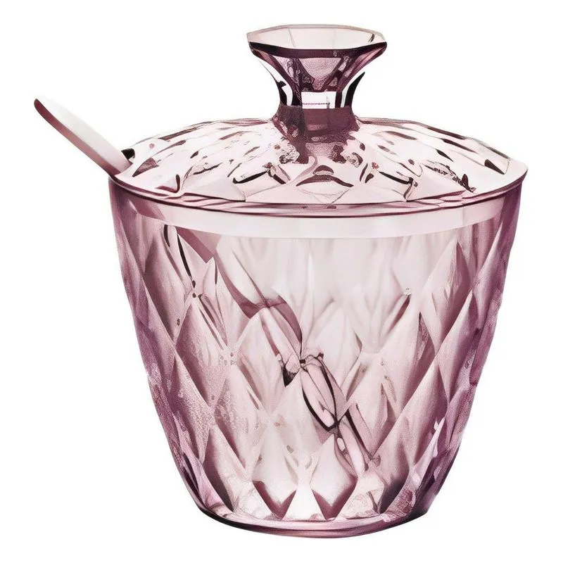 Açucareiro Glamour Com Colher Açúcar 240g -wp - Rosa