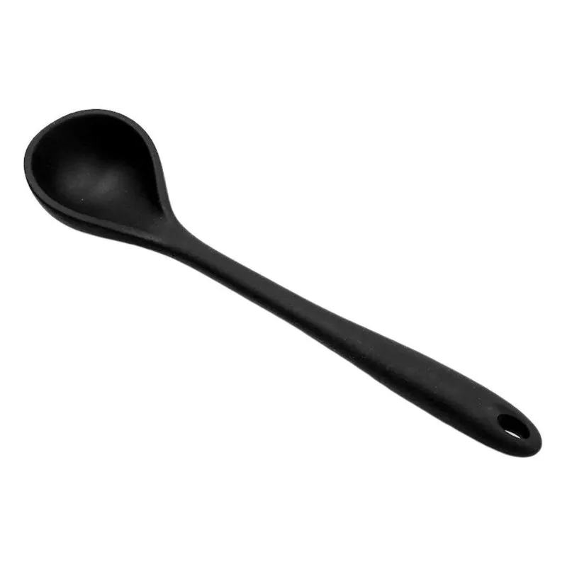 Concha Colher De Silicone Preta Para Servir Cozinha 28cm -wp