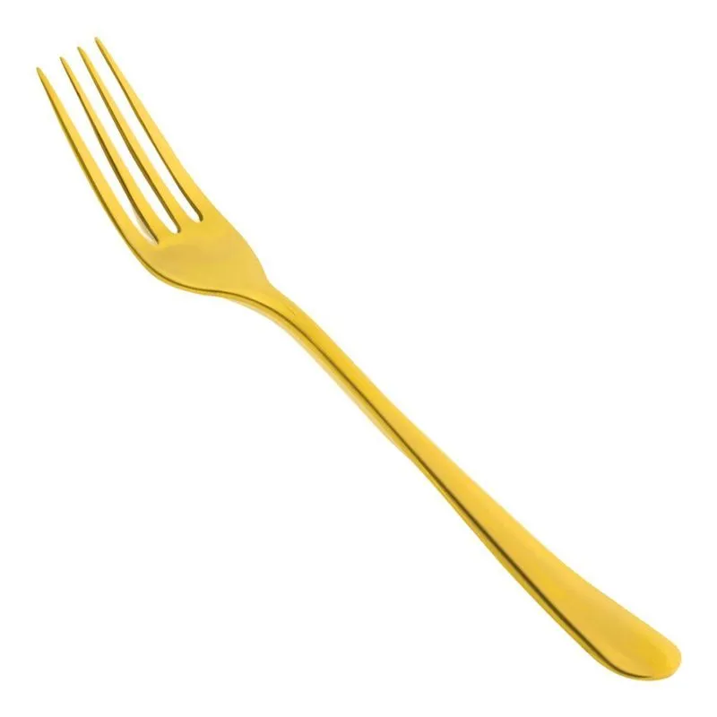 Garfo Em Aço Inox Super Luxo Para Refeições 20 Cm - Dourado