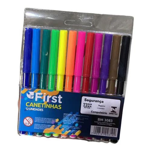 Conjunto de Canetinhas Coloridas com 12 Unidades