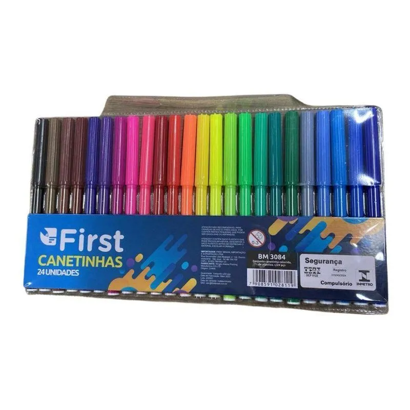 Conjunto De Canetinhas Coloridas Com 24 Unidades Para Desenhos E Atividades Criativas