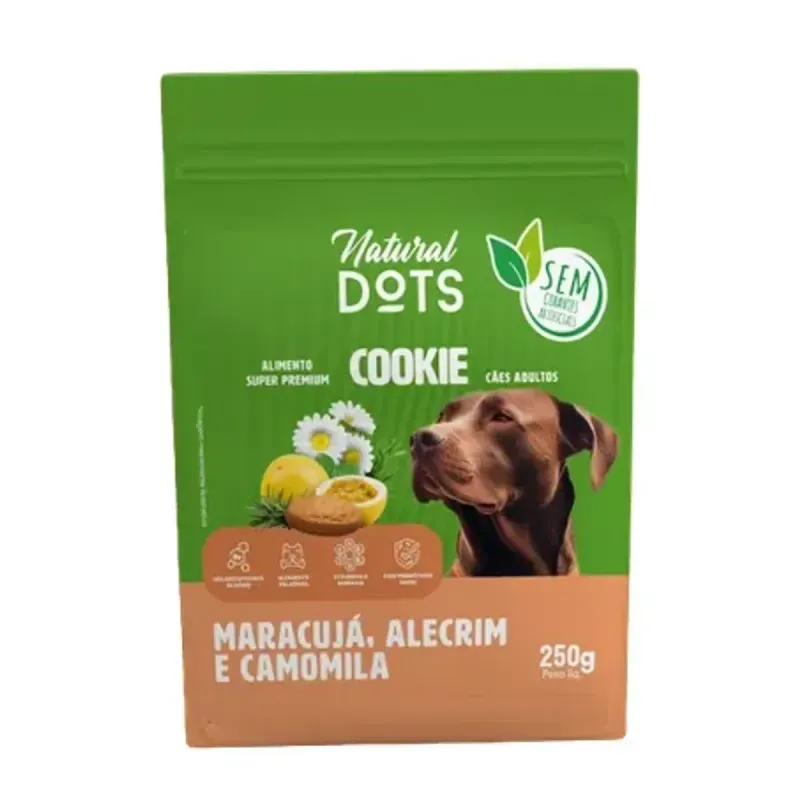 Cookie para Cães Natural Dots Sabor Maracujá, Alecrim e Camomila 250g