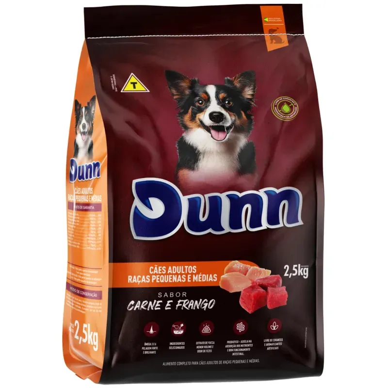 Ração Dunn para Cães Adultos Raças Pequenas e Médias 2,5 kg