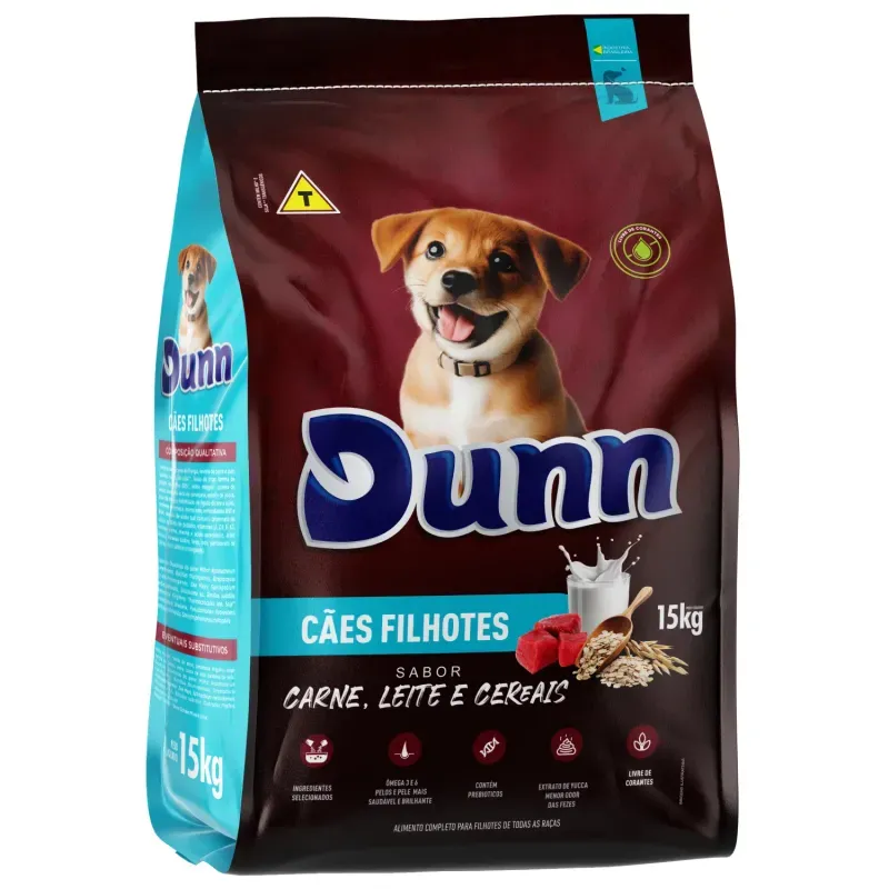 Ração Dunn para Cães Filhotes Carne, Leite e Cereais 15 kg