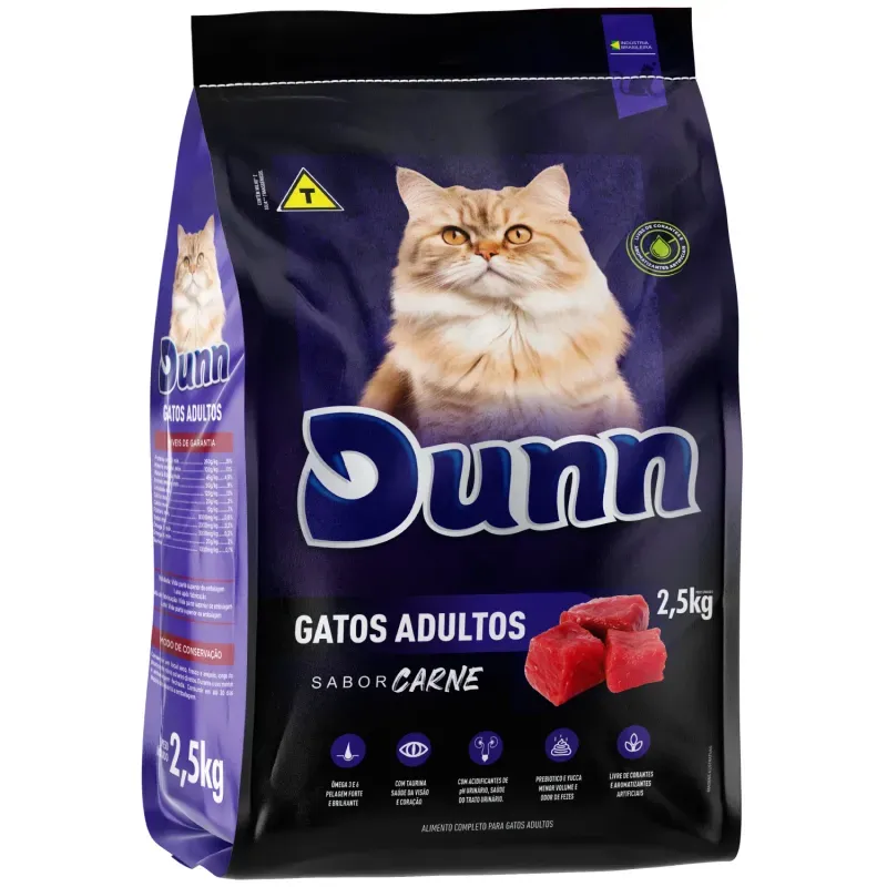 Ração Dunn para Gatos Adultos Carne 2,5 kg