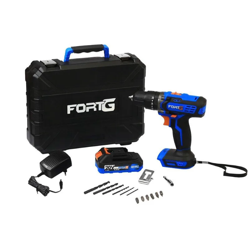 Furadeira Parafusadeira de Impacto 3/8 Pol. 20V com Bateria 1.5Ah Carregador Rápido Bivolt e Maleta com Acessórios