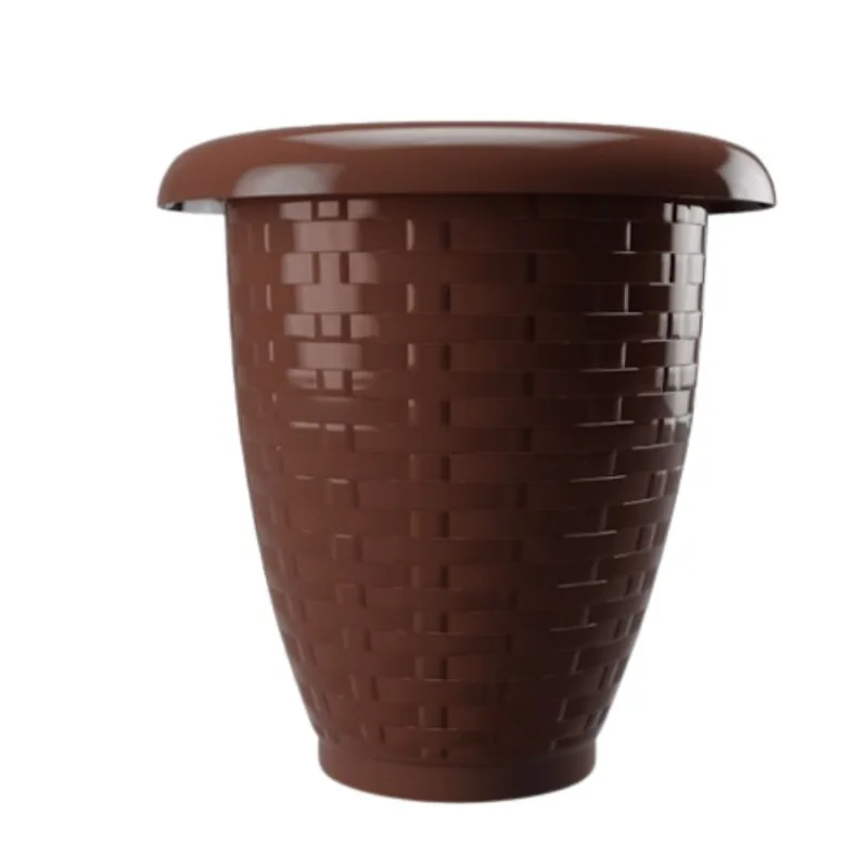 Vaso Cachepot Marrom Para Plantas Temperos Flores Rattan 3 L