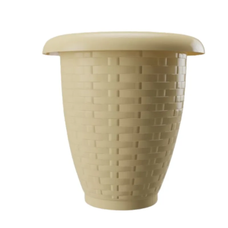 Vaso Cachepot Bege Para Plantas Temperos Flores Rattan 3 L