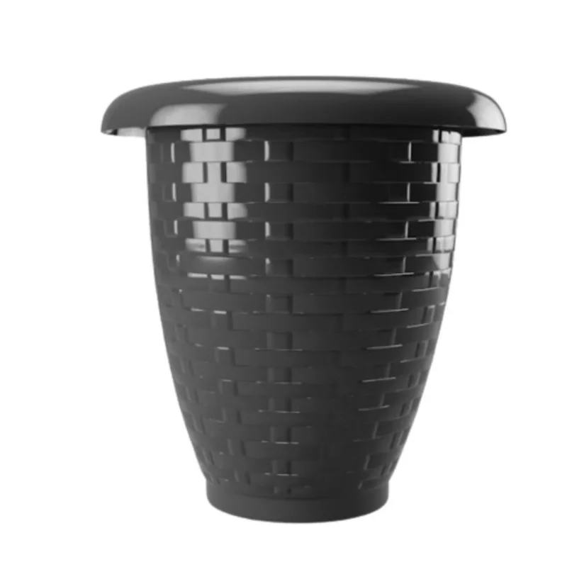 Vaso Cachepot Prata Para Plantas Temperos Flores Rattan 3 L