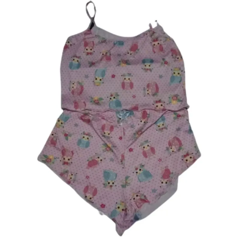 Baby Doll Rosa Conforto Tam G Short E Camiseta Linha Noite