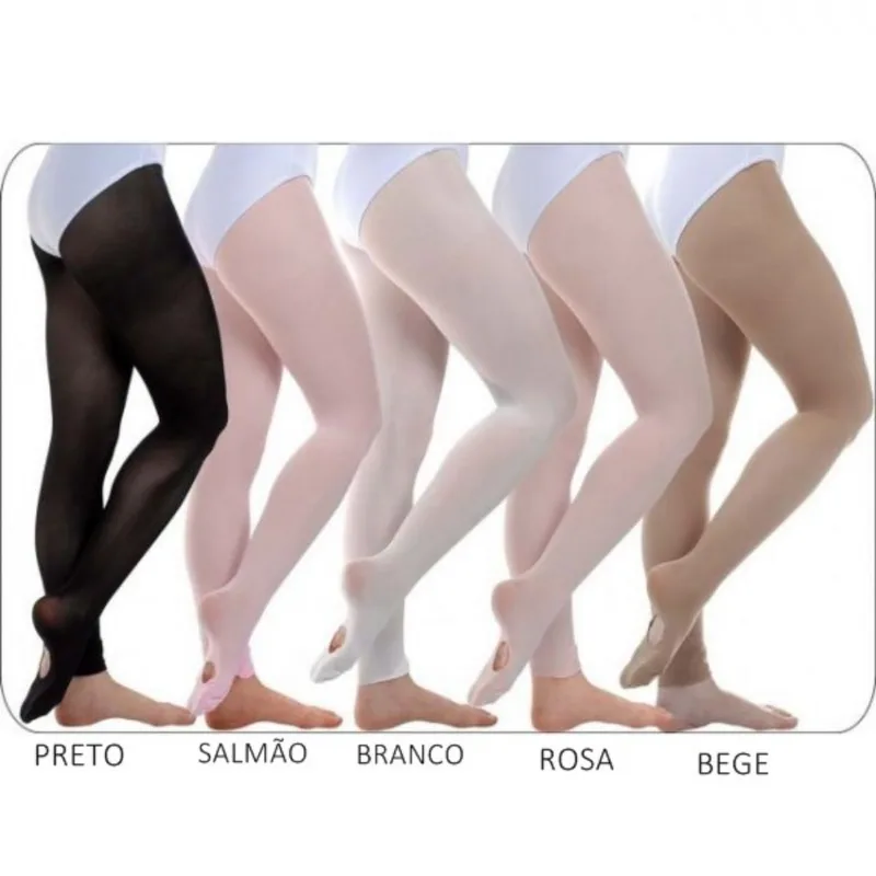 Meia Calça Bege Ballet Conversivel Furada 2em1 Leggin Bale Infantil