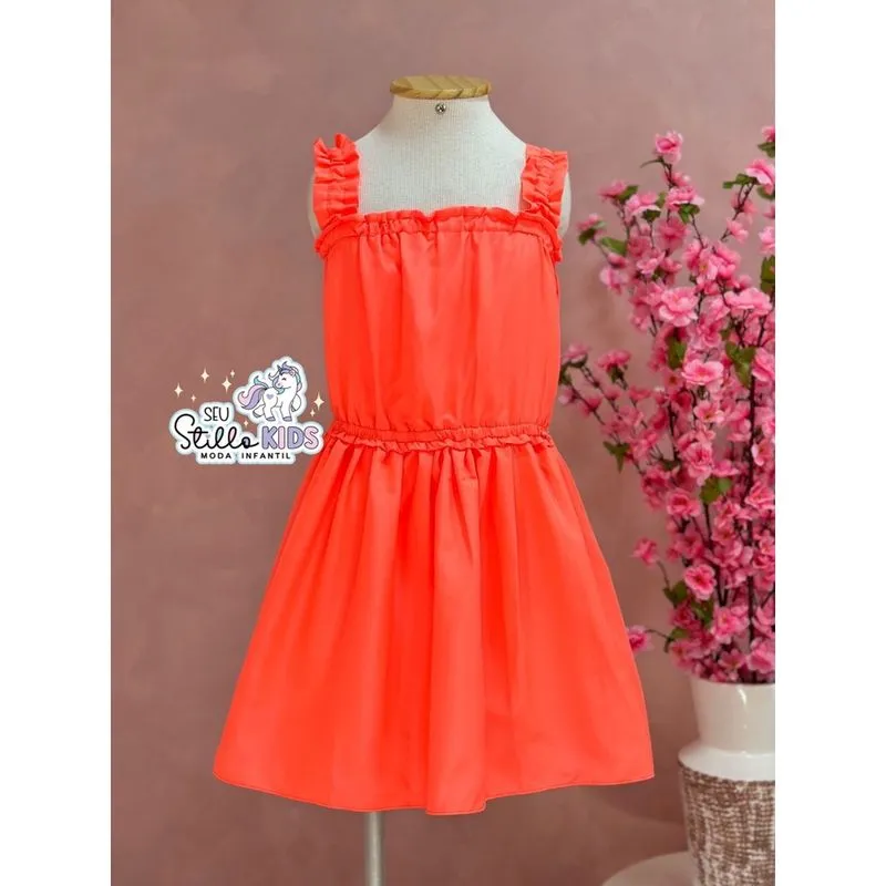Vestido Infantil Mon Sucre Verão Laranja Neon