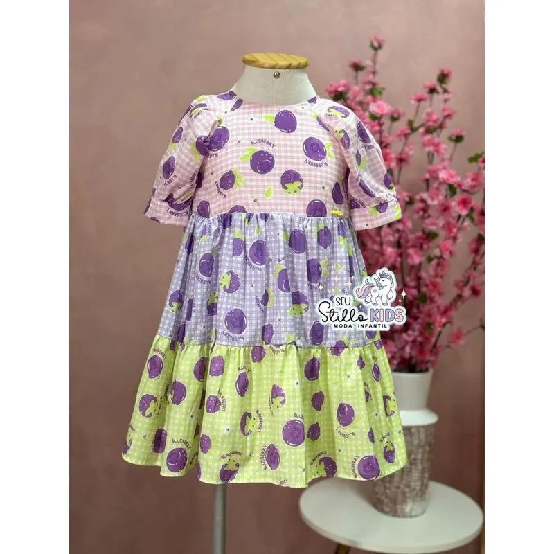 Vestido Infantil Mon Sucre Verão Blueberry