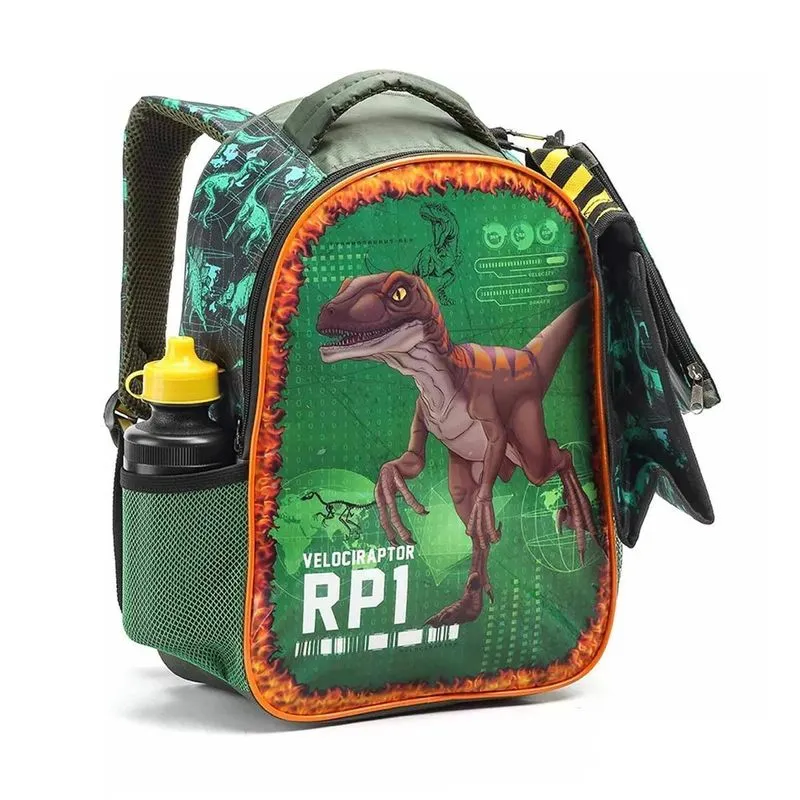 Mochila Costas Dinossauros Com Lancheira E Estojo Escolar