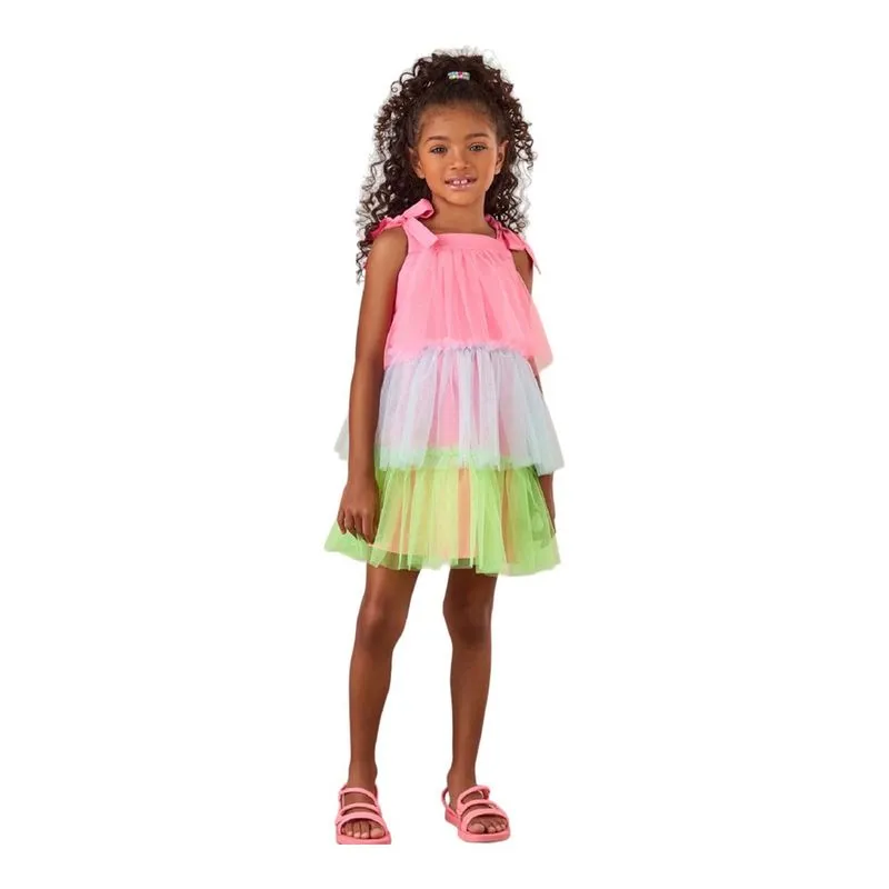 Vestido infantil mon sucré camadas tule lovely cats 3125180