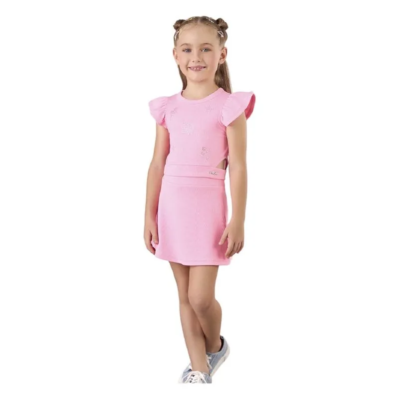 Conjunto saia mon sucré infantil rosa relax day 8025164