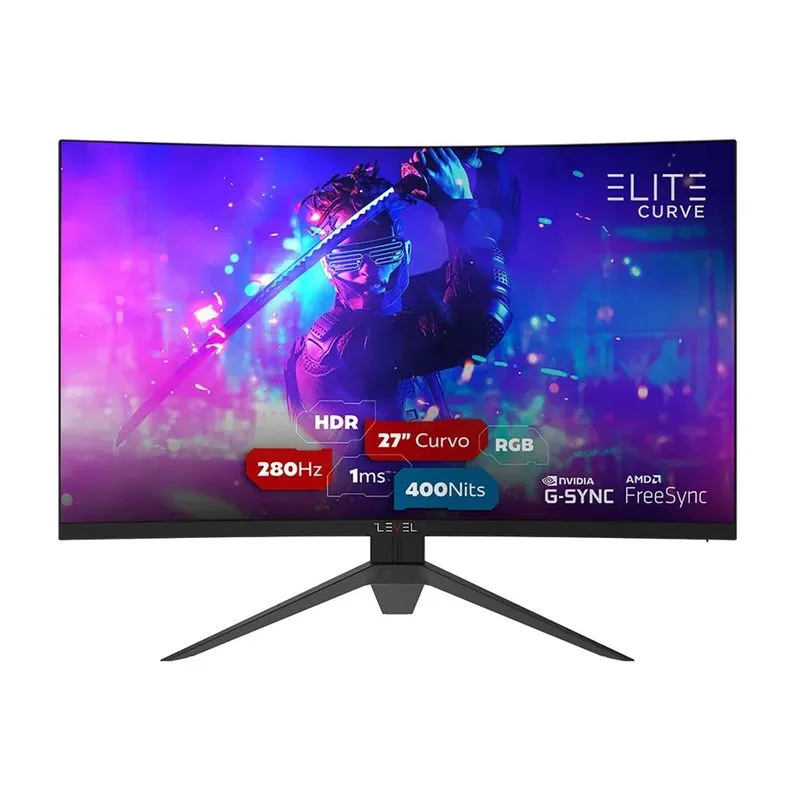 Monitor Gamer Level Elite Curve 27´ Eled, 280hz, 1ms, Hdr, Freesync E G-Sync Preto - W2717rec-V2