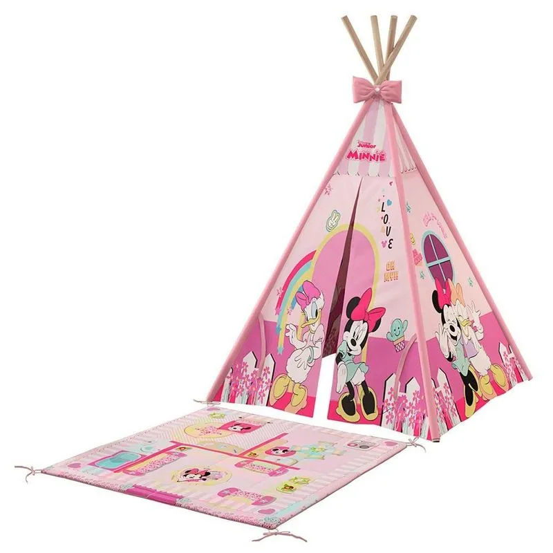 Cabana Infantil Feminina Com Tapete Disney Minnie E Margarida P13 Rosa - Mpozenato
