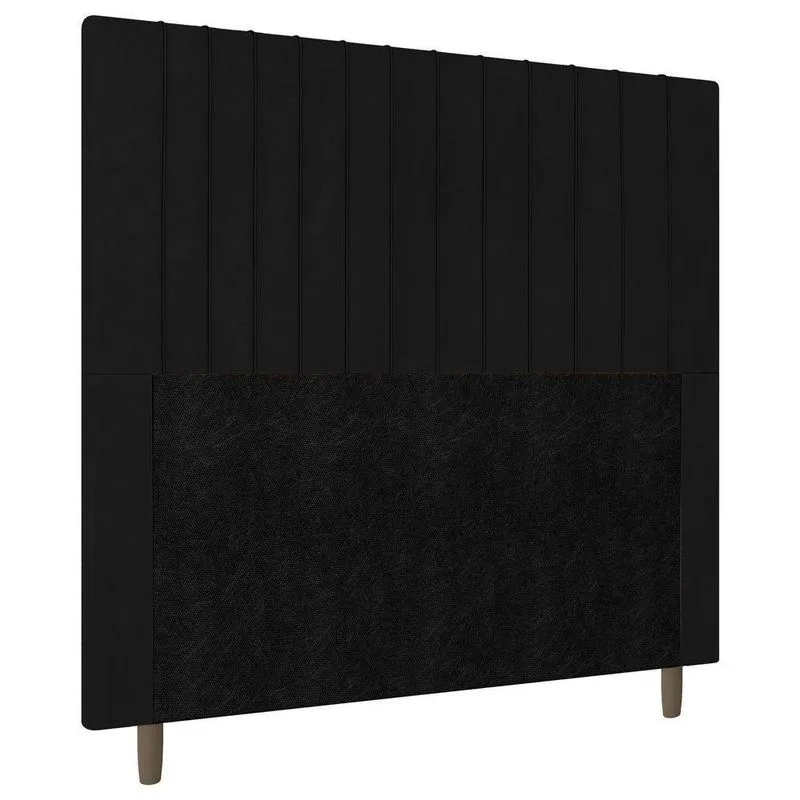 Cabeceira Cama Box Casal Queen Size Nala 160cm Suede Preto