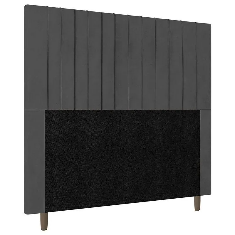 Cabeceira Cama Box Casal Queen Size Nala 160cm Veludo Cinza