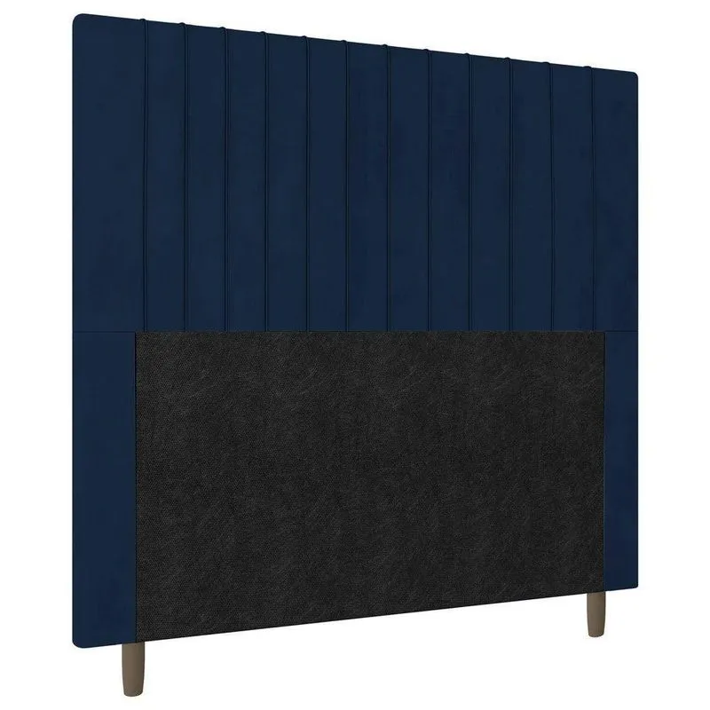 Cabeceira Cama Box Casal King Nala 195cm Veludo Azul Marinho