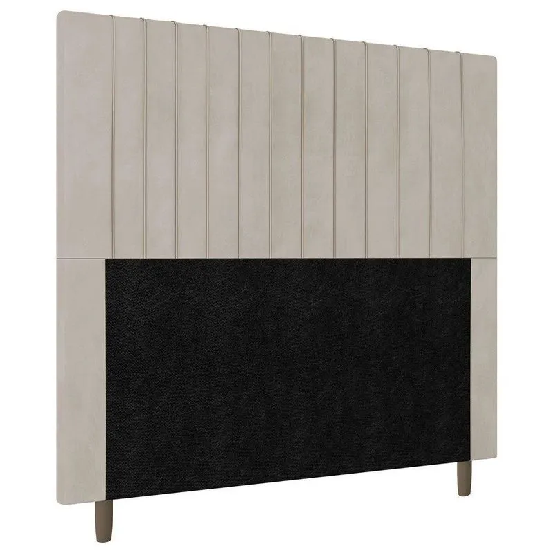Cabeceira Cama Box Casal King Size Nala 195cm Veludo Bege