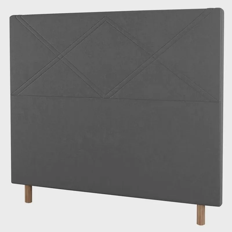 Cabeceira Cama Box Solteiro Cairo 90cm Linho Cinza - Desk Design