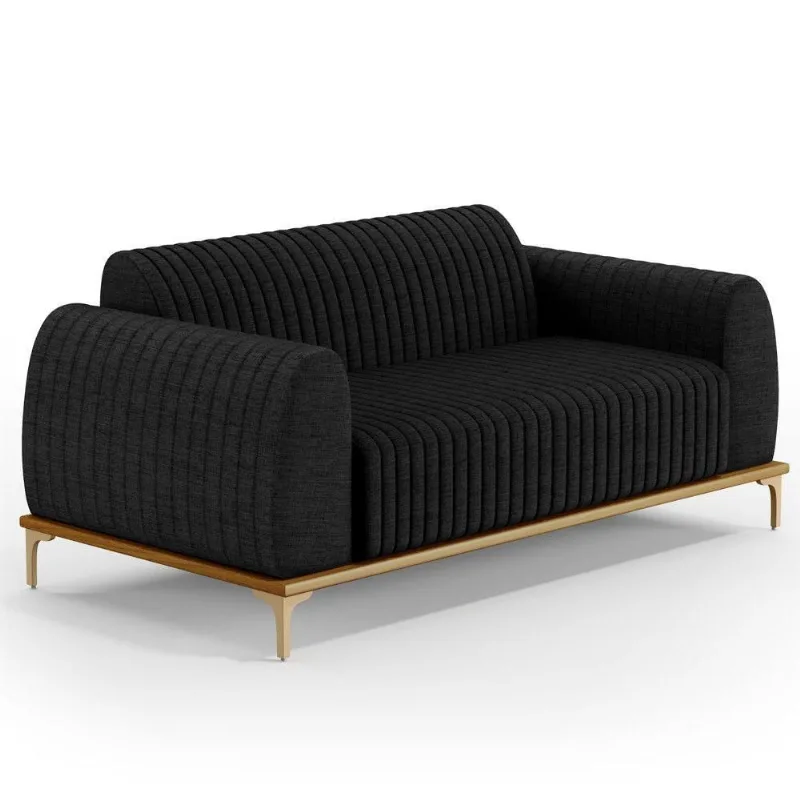 Sofá 150cm 2 Lugares Base Gold Molino D06 Linho D-465 Chumbo