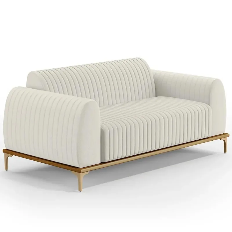 Sofá 150cm 2 Lugares Base Gold Molino D06 Linho C-367 Cru - Mpozenato