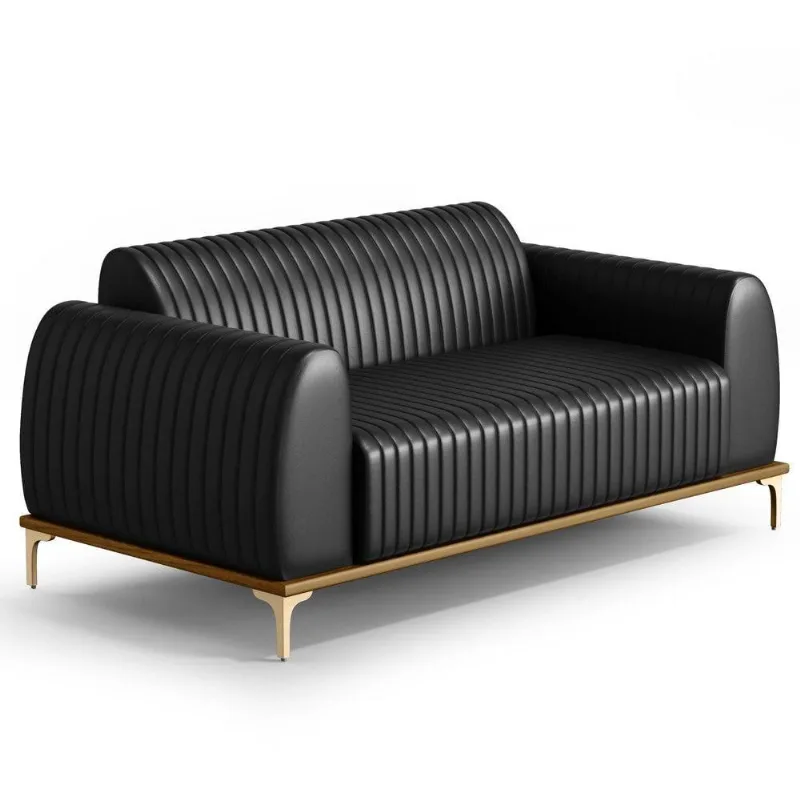 Sofá 150cm 2 Lugares Base Gold Molino D06 Pu B-159 Preto