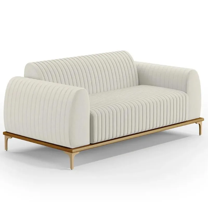 Sofá 180cm 3 Lugares Base Gold Molino D06 Linho C-367 Cru