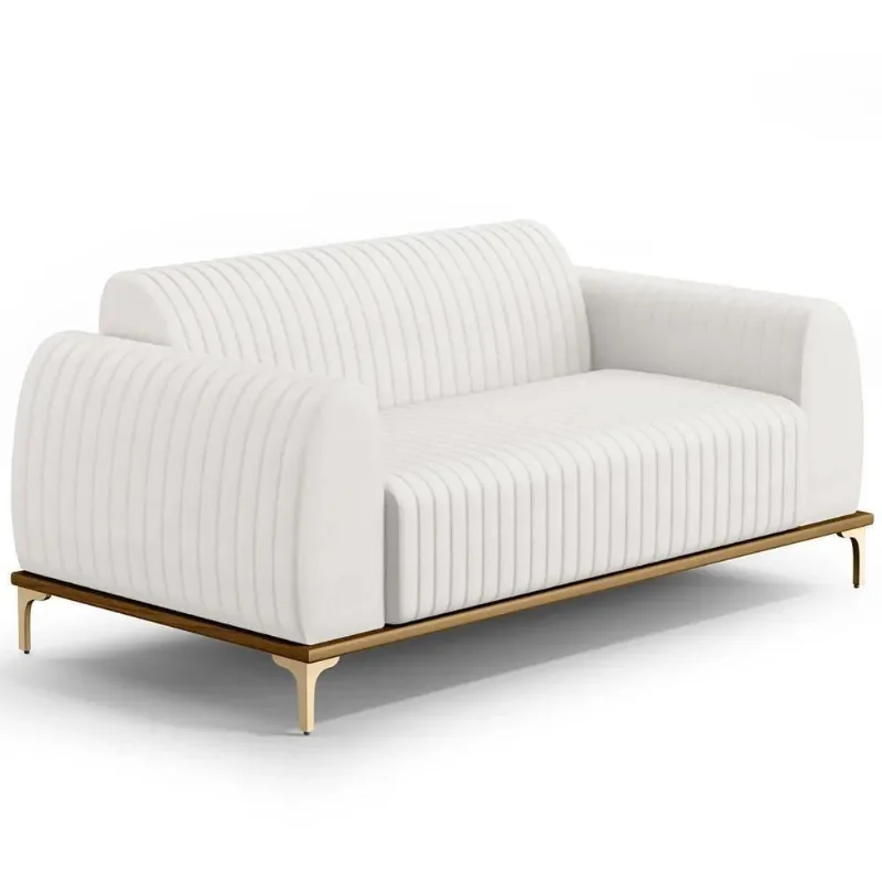 Sofá 180cm 3 Lugares Base Gold Molino D06 Pu C-12 Branco