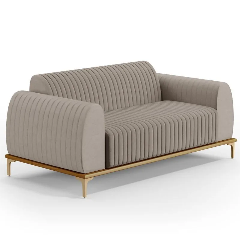 Sofá 210cm 3 Lugares Base Gold Molino D06 Linho C-370 Bege
