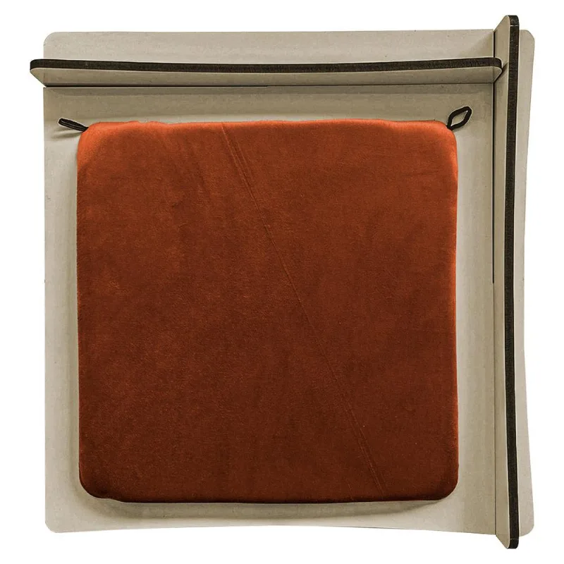 Arranhador Cama Box Pet Gato Premium Mdf Champagne Veludo Terracota - Desk Design