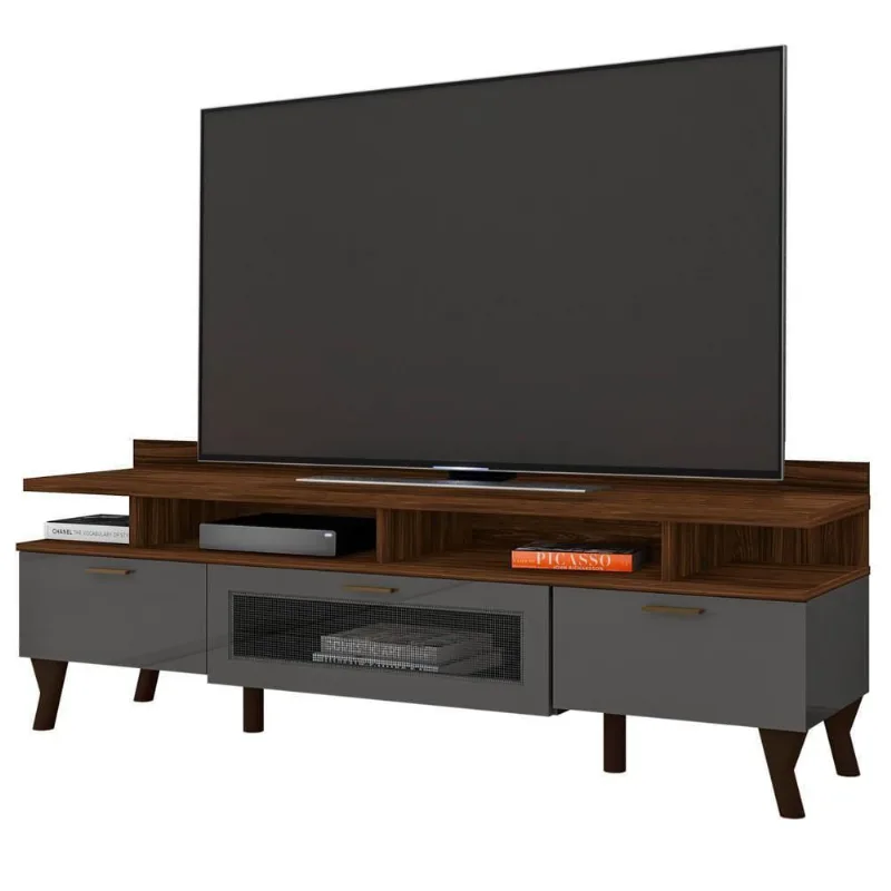 Rack Para Sala 3 Portas 1.6 Palisandro/Cinza Régio